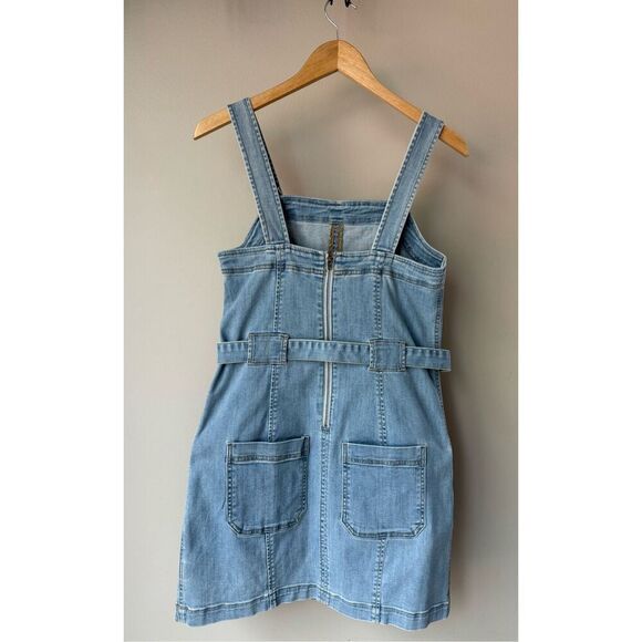American Eagle Super Stretch Denim Overall Mini Dress Size 8 - Picture 4 of 11